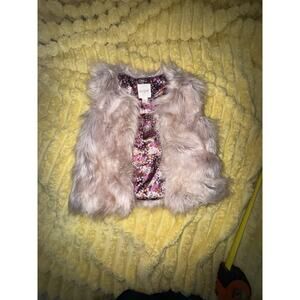 Girls Cat & Jack Furry Vest Winter Pink Brown Size Medium 7/8